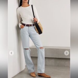 RE/DONE 90s High Rise Loose Straight Leg Jeans in Bleach Destory wash - Size: 24